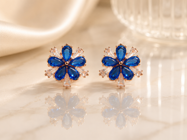 Petalia Studs – Sapphire Blue