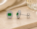 Émeraude Halo Studs