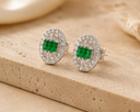 Émeraude Halo Studs